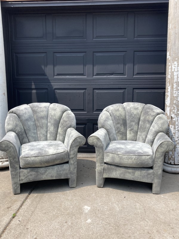 Pair of John Mascheroni upholstered post modern chairs