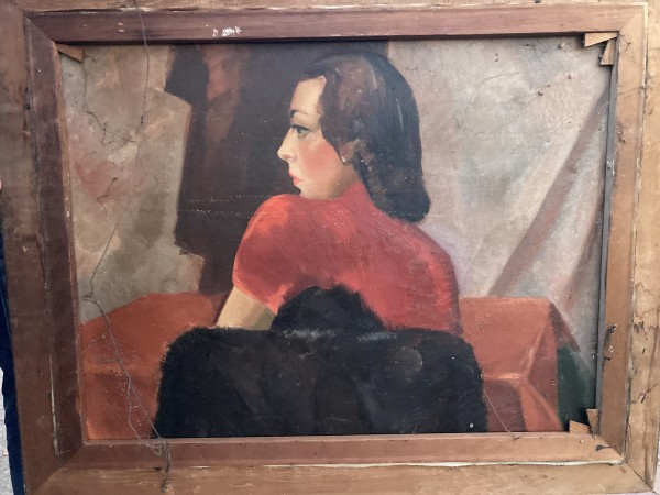Art Deco female portrait painting