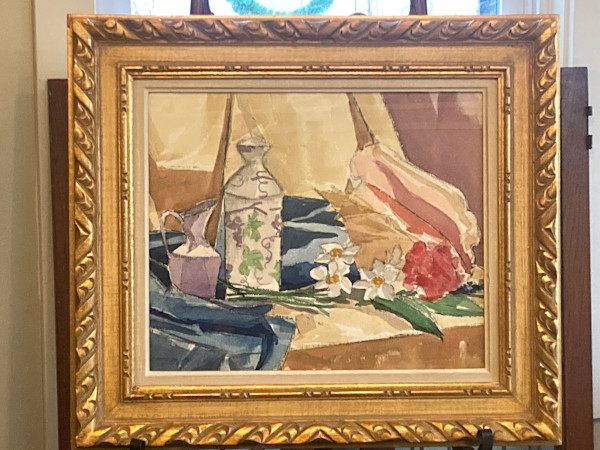 framed still life watercolor by Connie Goldman