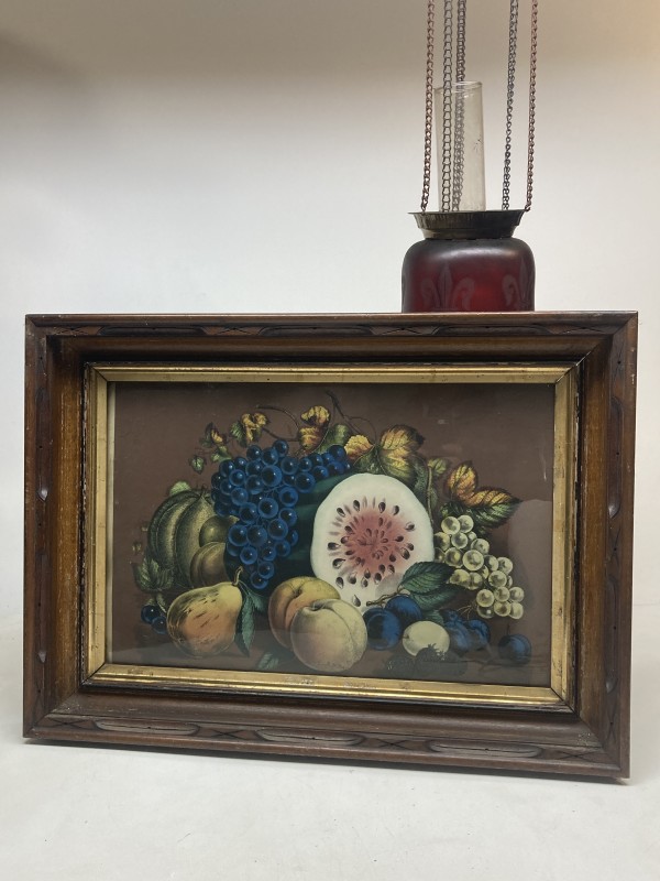 Framed turn of the century German fruit still life lithograph