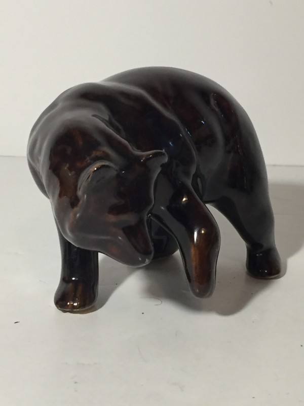 vintage ceramic brown glazed bear