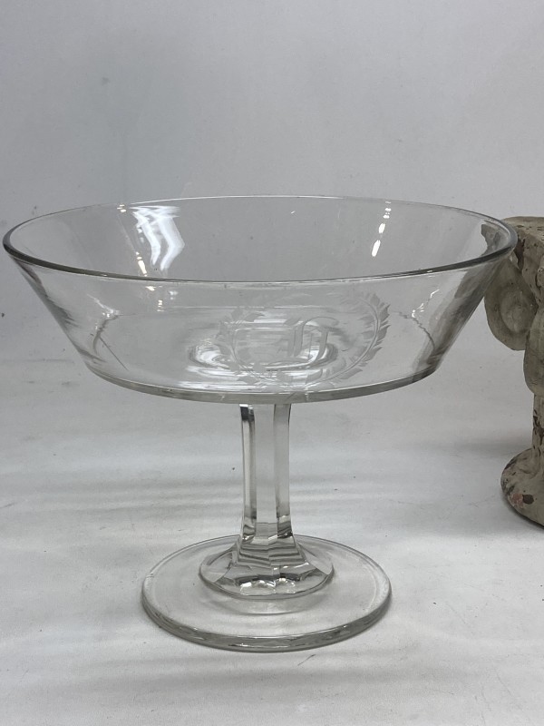 Large EAPG monogrammed "H" compote