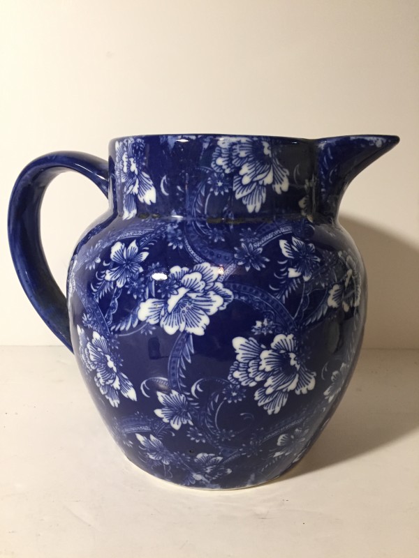 Blue and white pottery pitcher