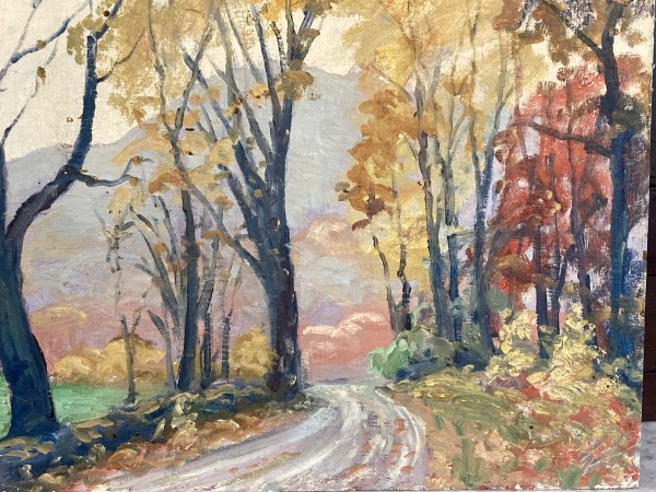 Original oil painting on board upper notch path in springtime by Carl G. T. Olson