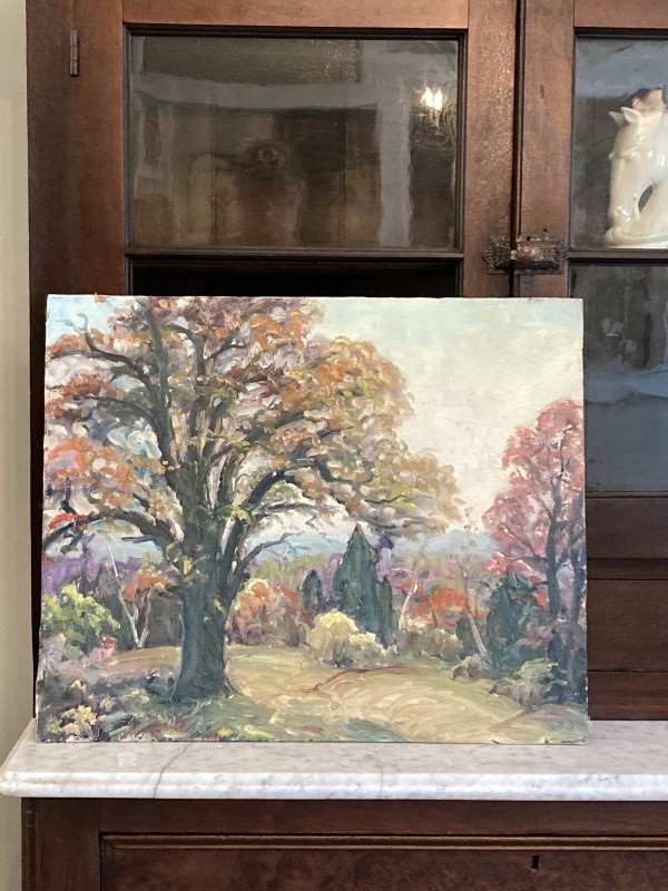 Original oil painting  on  board oak tree in glen by Carl G. T. Olson
