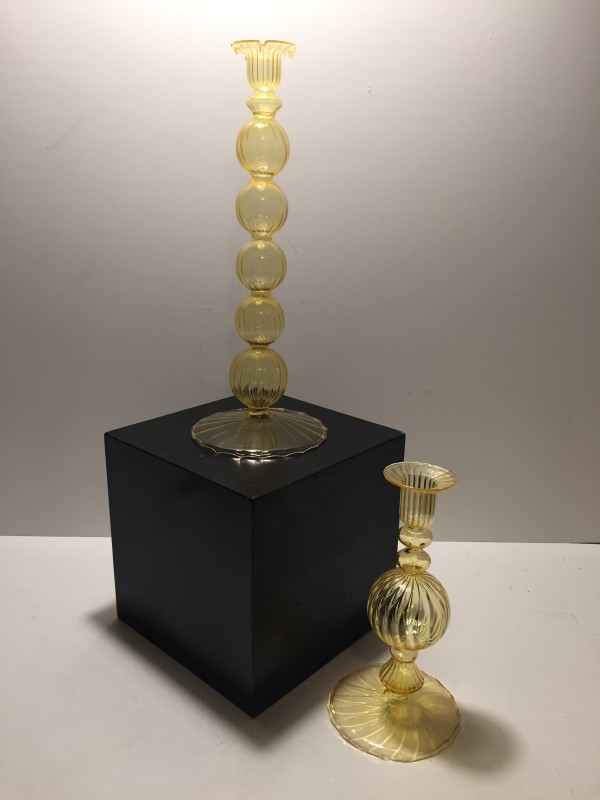 Hand blown ultra thin amber art glass vases