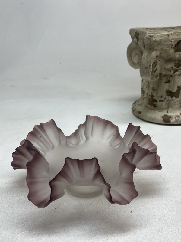 Frosted purple ripple edge bowl