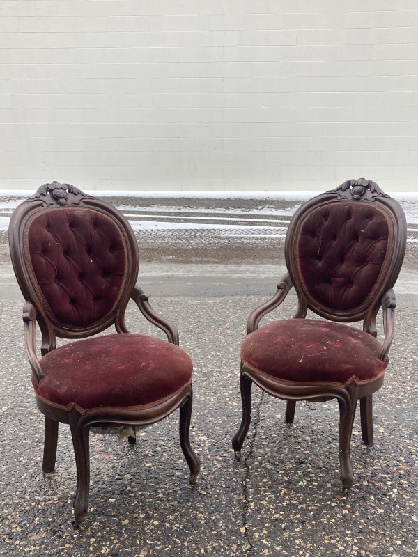 victorian balloon back side chairs