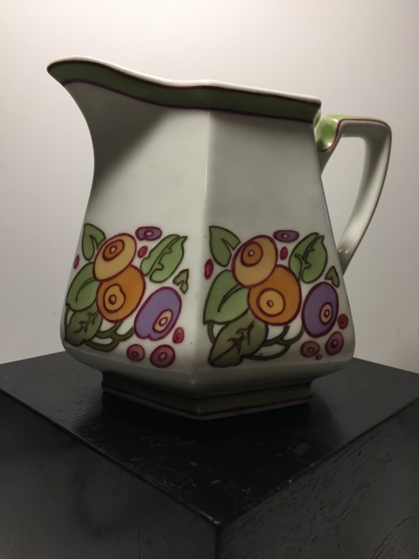 Hand decorated Myott pottery water pitcher