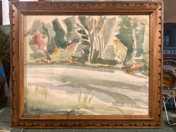 framed landscape watercolor by Connie Goldman
