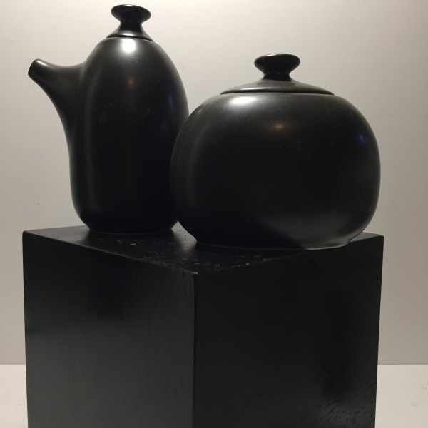 Japanese art pottery creamer and sugar