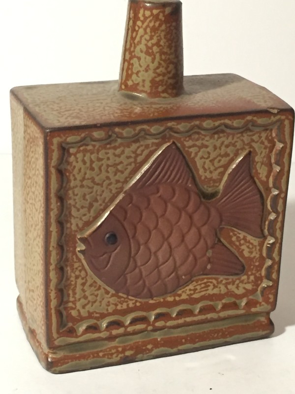 Japanese tan fish vase