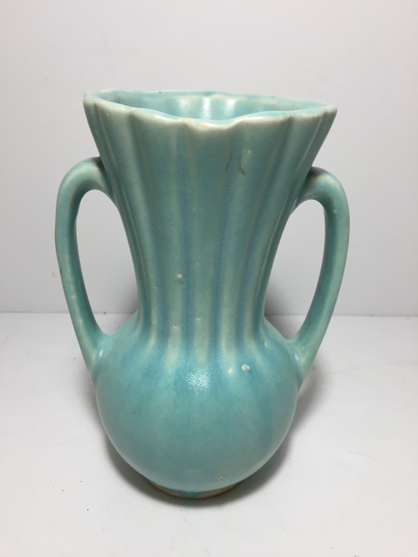 small green art pottery vase