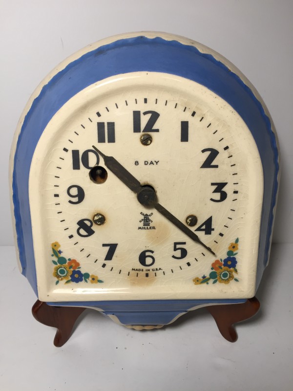 vintage ceramic decorated Miller kitchen wall clock