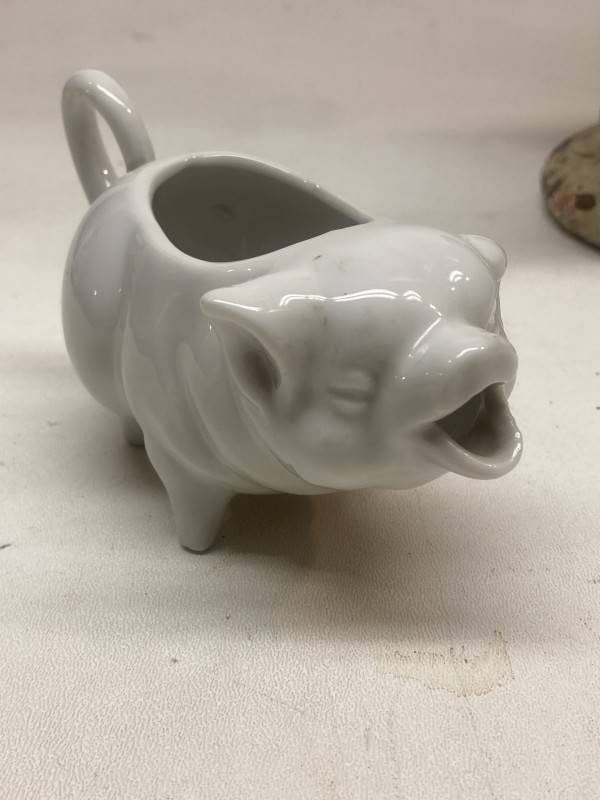 mini white pig porcelain creamer