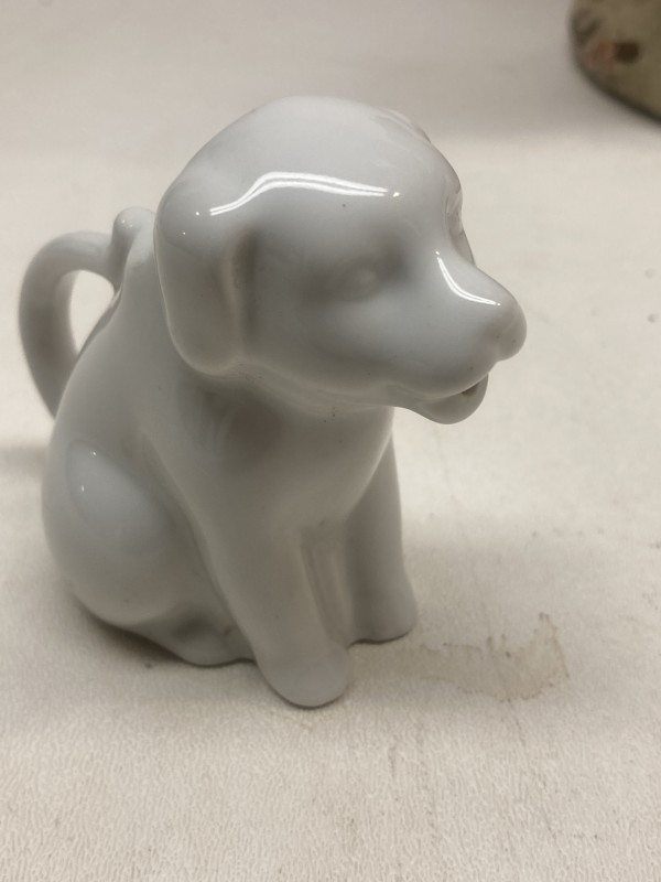 mini white dog porcelain creamer