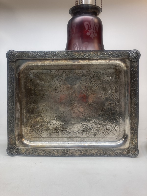 Large Victorian silver plate serving tray