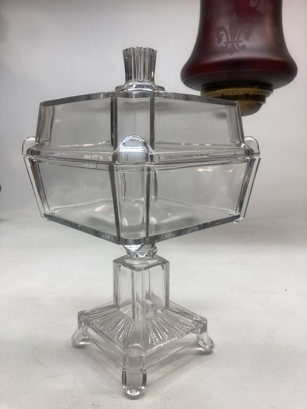 EAPG Adams and Co #75 covered clear glass compote