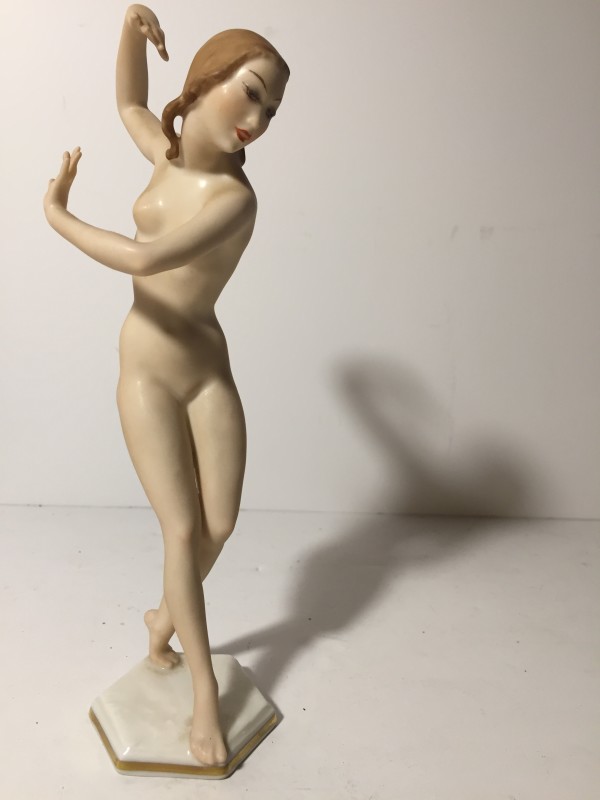 Art Deco nude porcelain art pottery figure