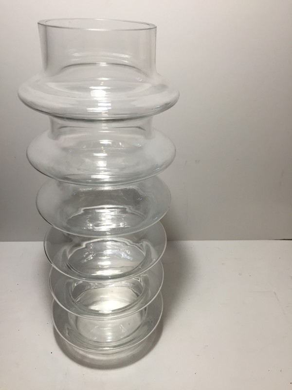 Ribbed clear glass tall vase