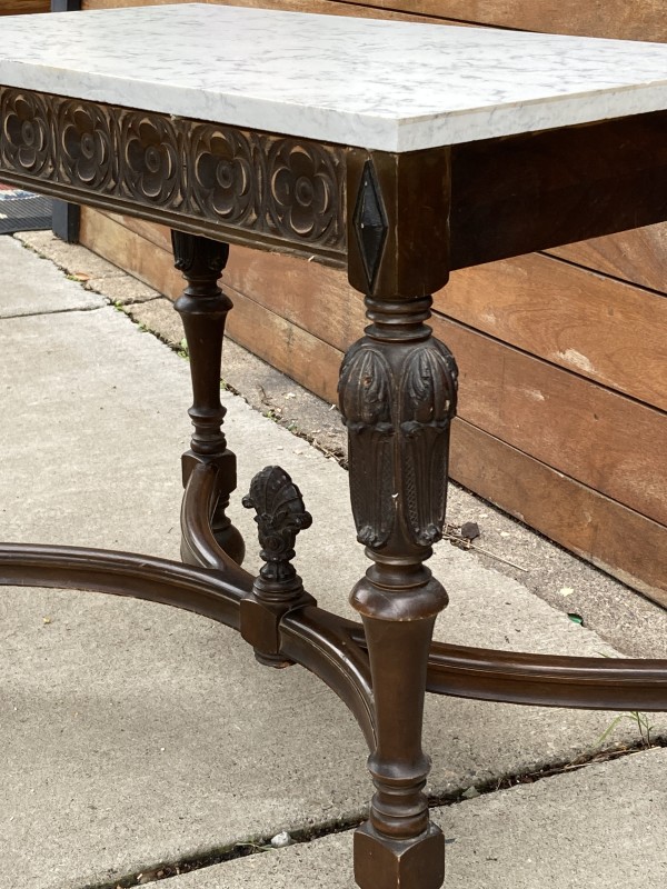 Carved marble top side table