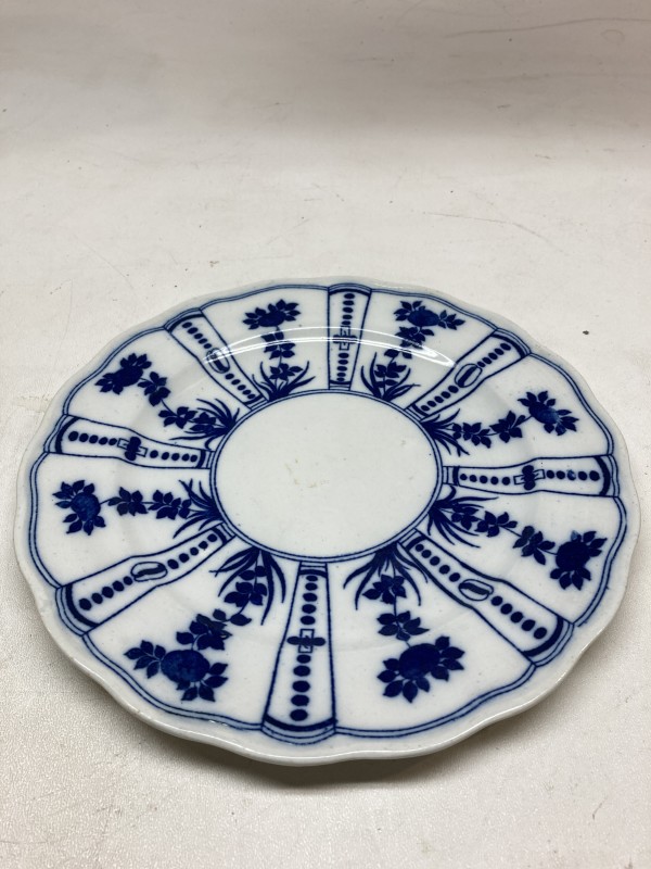 flow blue and white plate