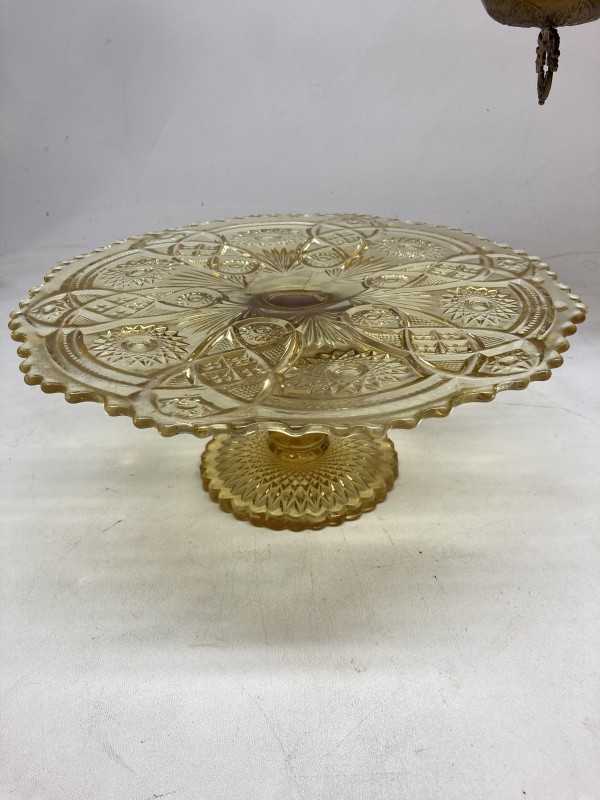 Imperial glass amber large cake plate