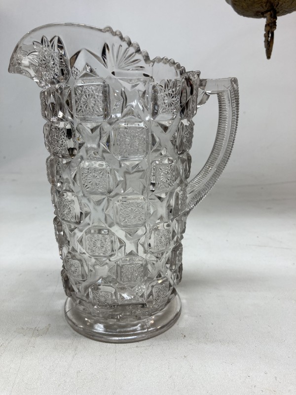 EAPG pressed clear glass pitcher