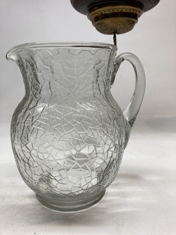 EAPG clear glass pitcher with crackle pattern