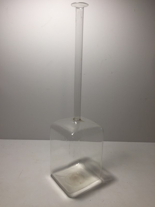 square ultra thin art glass vase with narrow neck