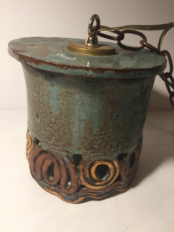 vintage hanging art pottery lamp