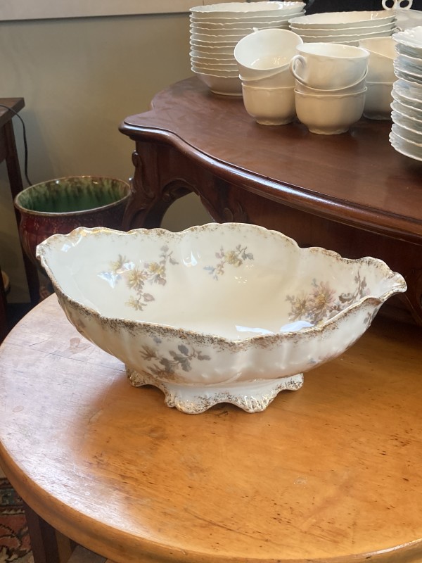 Large Limoges floral porcelain serving bowl