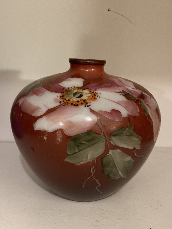 Hand painted floral glass bud vase