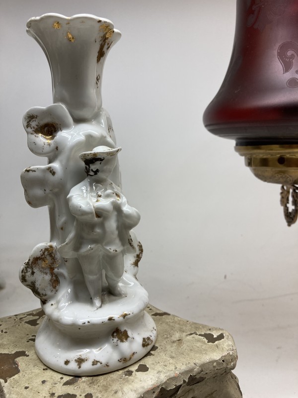 Hand painted porcelain figural vase