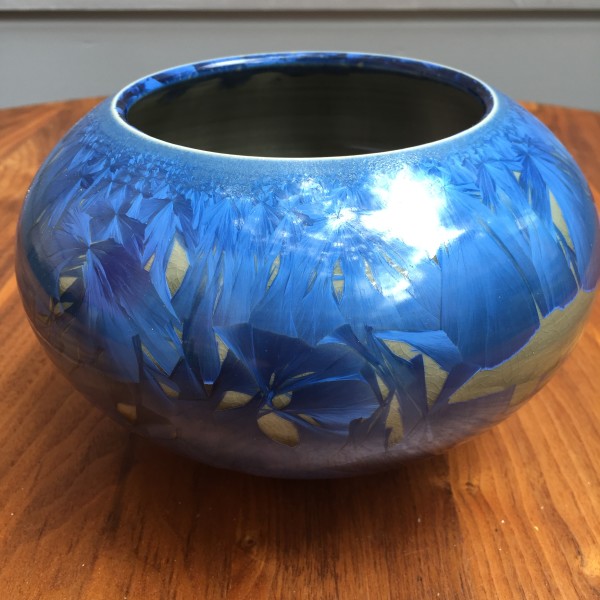 Blue pottery crystalline porcelain art pottery