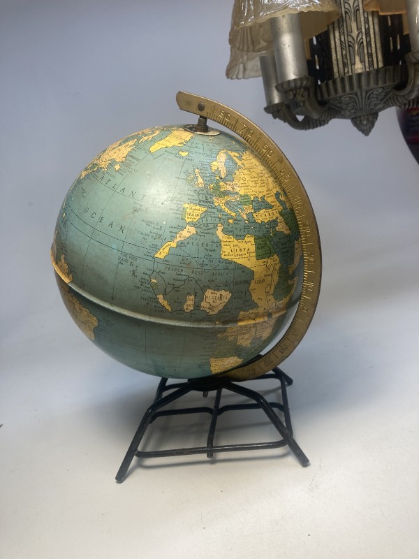 miniature vintage 1950's metal globe