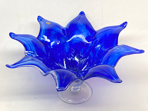 large Murano art glass blue vase