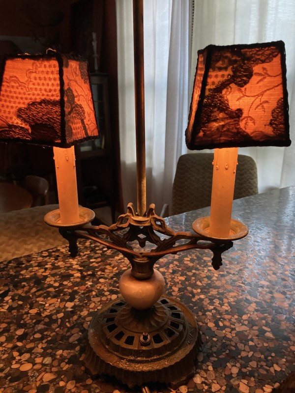 Art Deco double arm table lamp