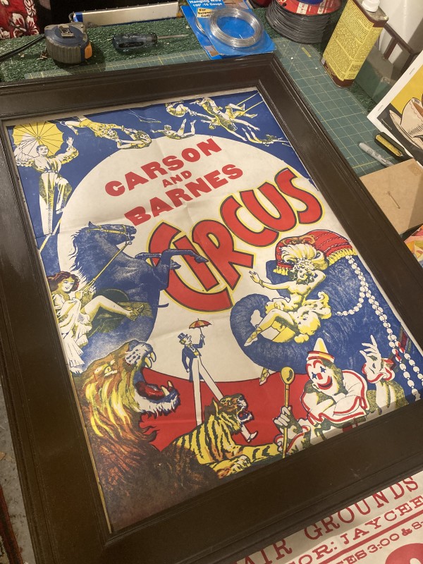 Framed vintage circus poster
