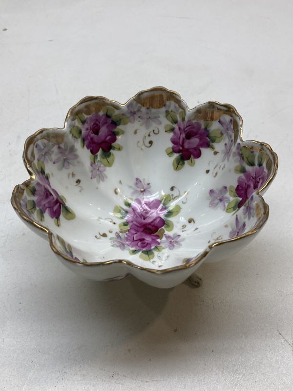 hand painted porcelain floral rose bowl