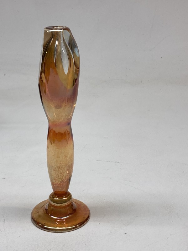 Hand blown narrow orange glass vase