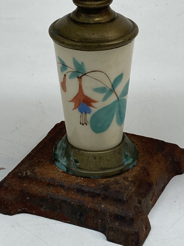 vintage hand painted kerosene lamp