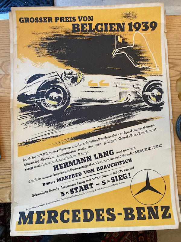 1939 Belgien  Mercedes-Benz vintage poster