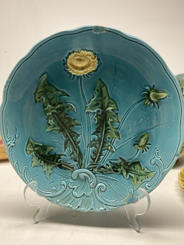 blue bird majolica plate