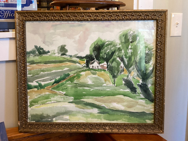 framed landscape watercolor by Connie Goldman