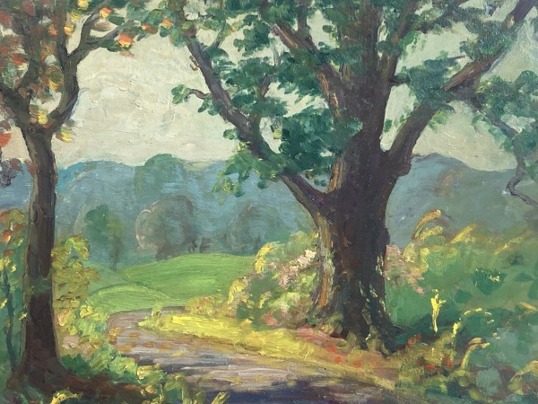 framed G. T. Carl Olson springtime landscape painting