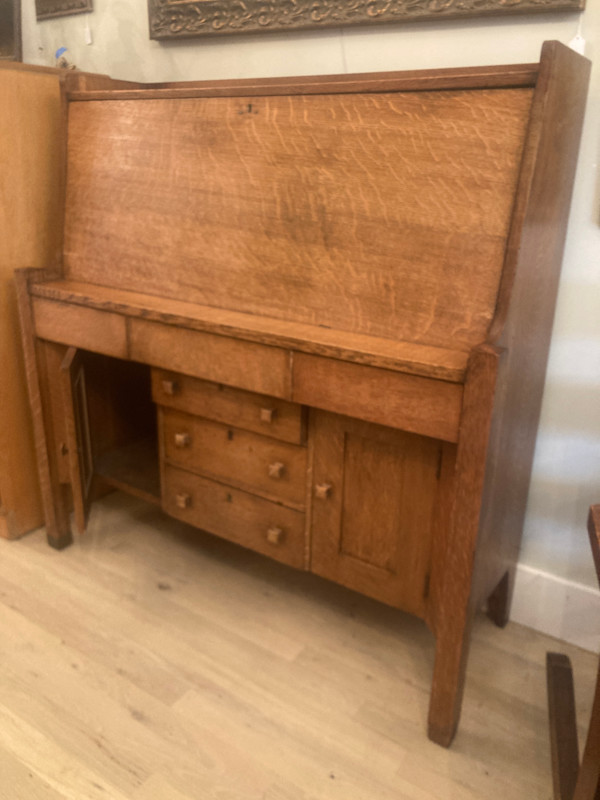 Drop front  mission oak double wide desk