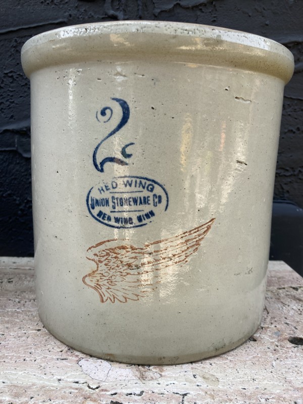 2 gallon Large Redwing crock