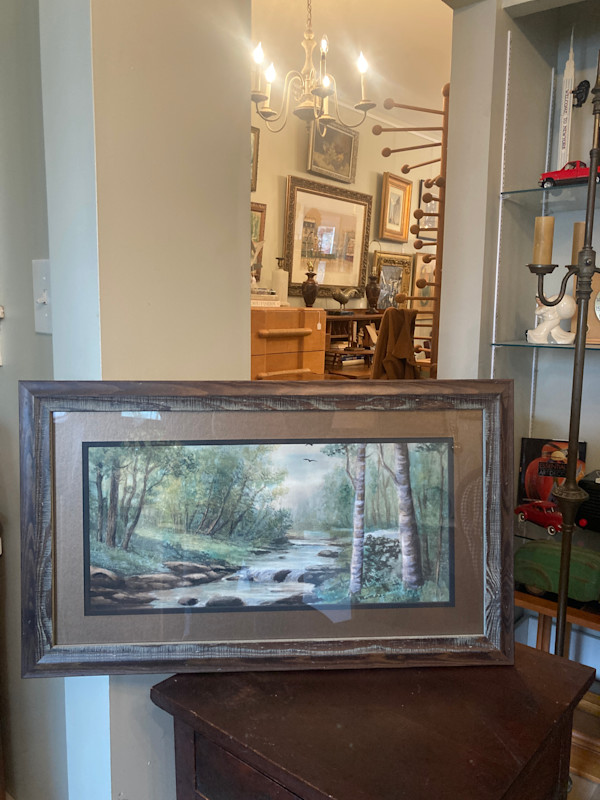 Original framed watercolor of a stream