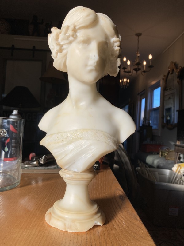 Marble bust of young girl (some as is)